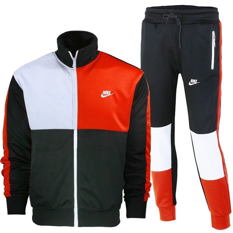 Nike Men's Sport Color-Blocked Track Suit Black/White/Red