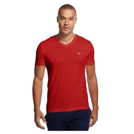 Lacoste Men's Pima Cotton V-Neck T-Shirt  Red