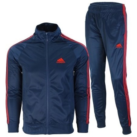 Adidas 3-Stripe Tricoat Track Set Jacket & Pants Navy/Red