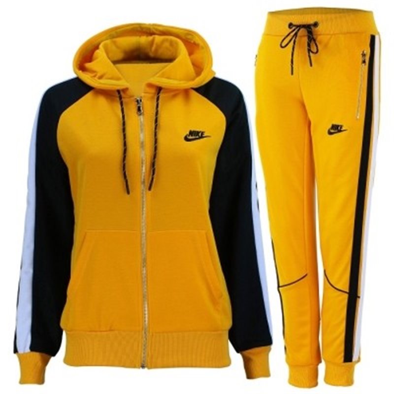 Nike Womens Sportswear Color Block Full-Zip Fleece Hoodie & Pants Set