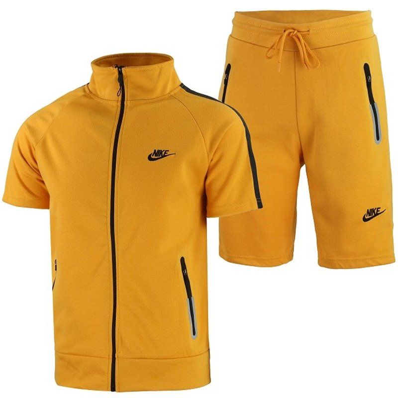 Nike Men's Tech Short-Sleeve Full Zip Jacket & Short Set Yellow