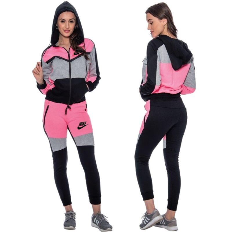 Nike Women's Essential Colorblock Full-Zip Fleece Hoodie & Pants Set