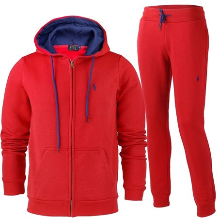 Ralph Lauren PoloColorblock Fleece Zip Hoodie & Pants Set Red