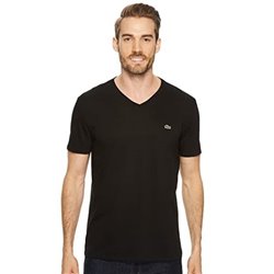 Lacoste Men's Pima Cotton V-Neck T-Shirt  Black