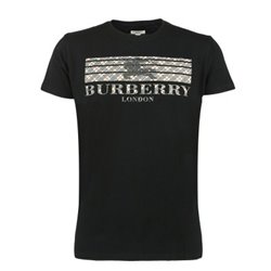 Burberry Men's Crew Neck Graphic Cotton T-Shirt Black