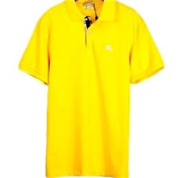 Burberry Men's Placket Piqué Cotton Polo Shirt Yellow